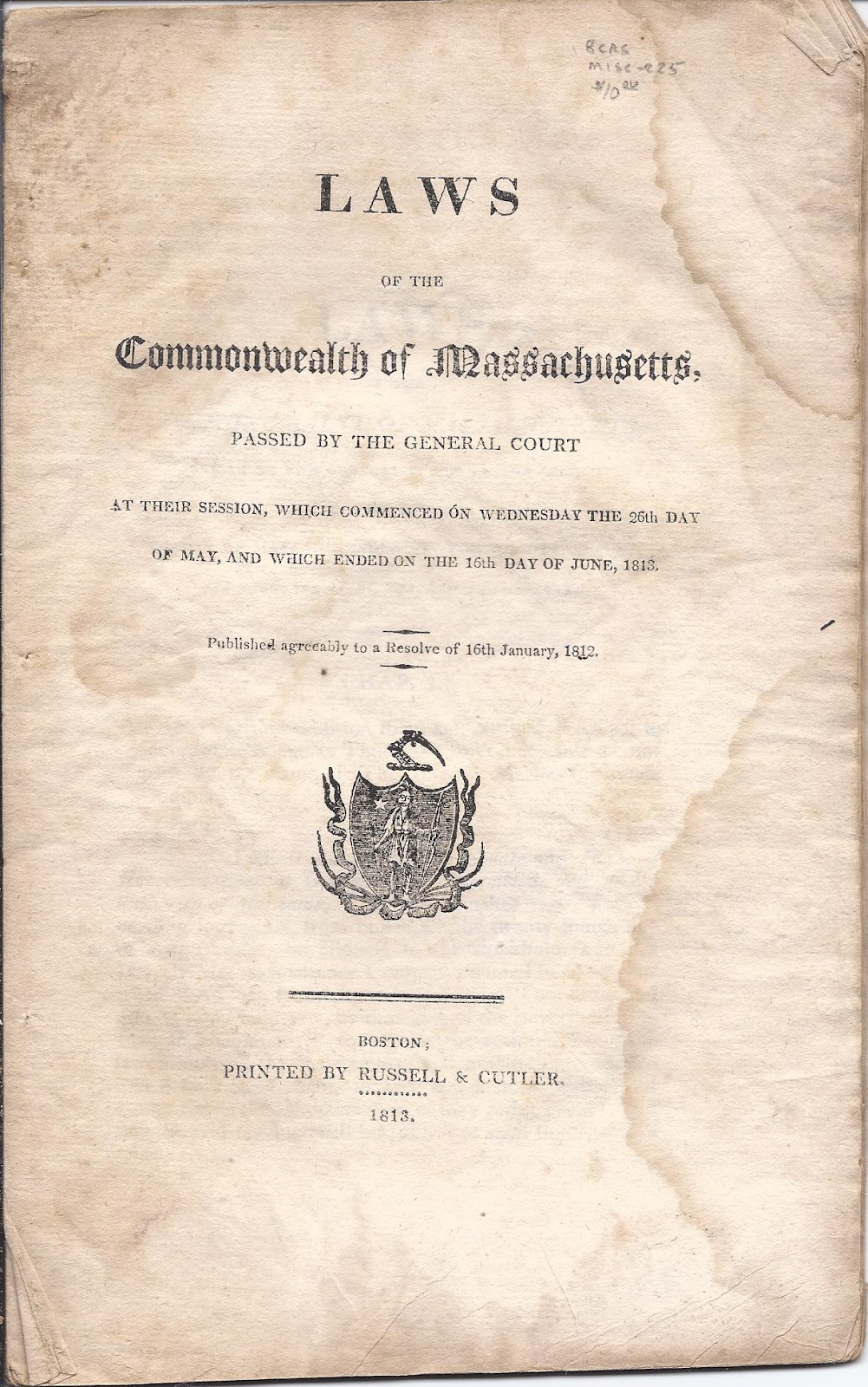 Heirlooms Reunited 1813 Law Creating Town of Levant, Maine