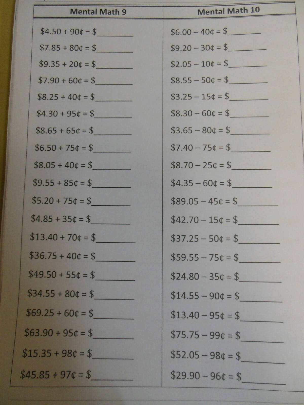 Mental Math – Eclectic Homeschooling