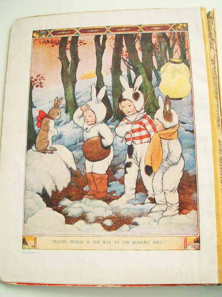 tiger tim, annual, colour plate, illustration, snow, bunnies, bunnies ball