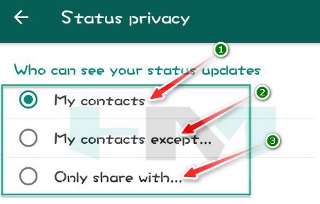 whatsapp status privacy