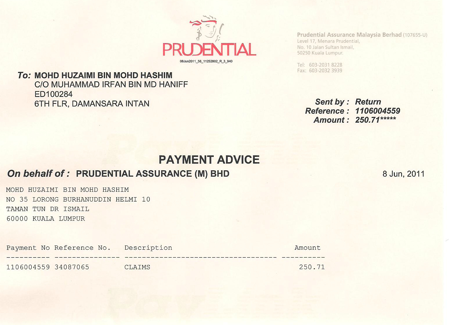 Prudential BSN Takaful Contohcontoh claim yang dibuat...