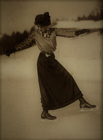 Photograph of Madge Syers, the first woman to compete at the World Figure Skating Championships and the winner of the 1908 Olympic gold medal