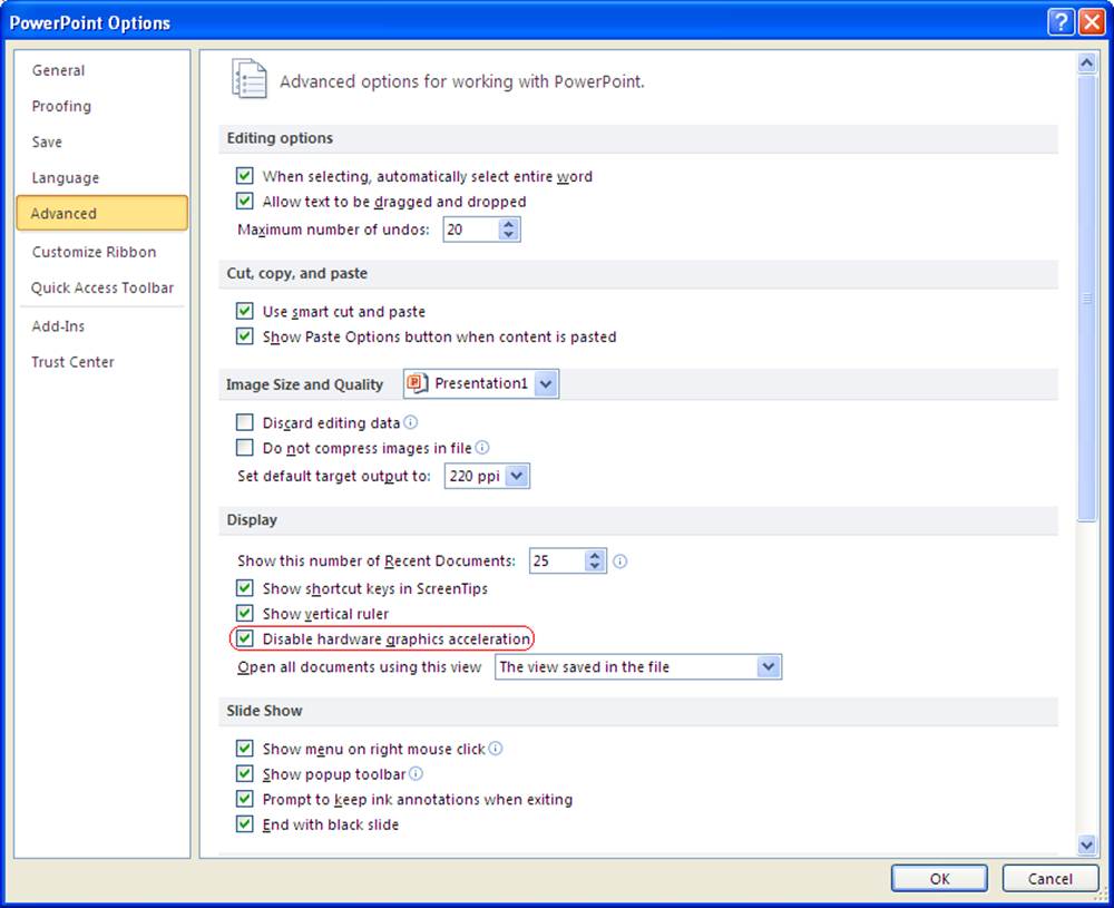Screen flickering in Power point 2010 presentations Dial A Fix