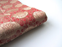 Dark red brown gold paisley India Silk