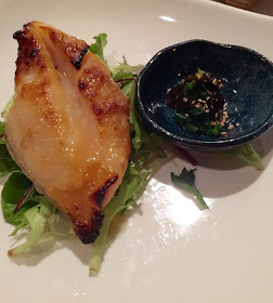 grilled black cod with miso and wilted spinach 