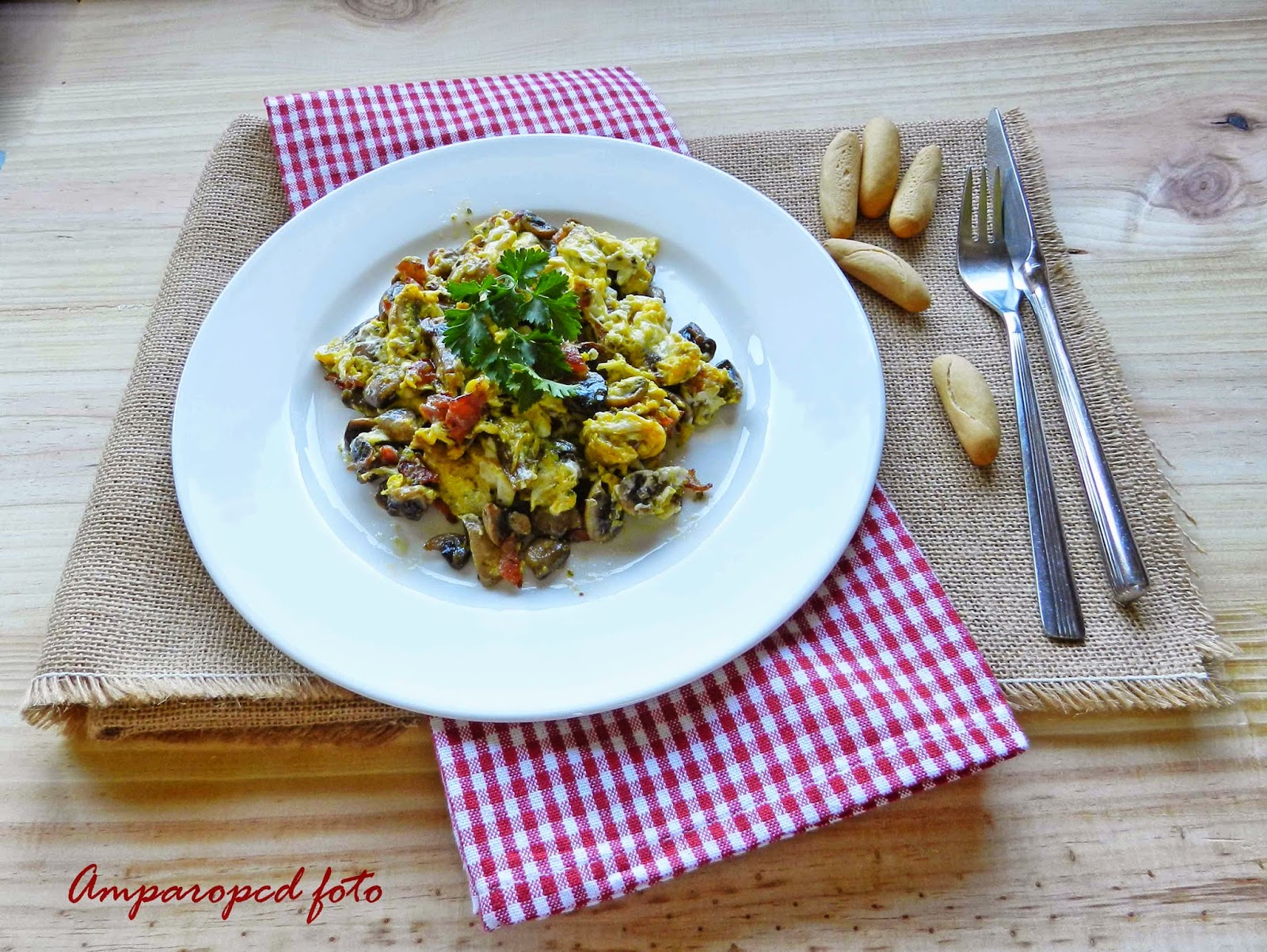 Thermomix revuelto champinones huevo