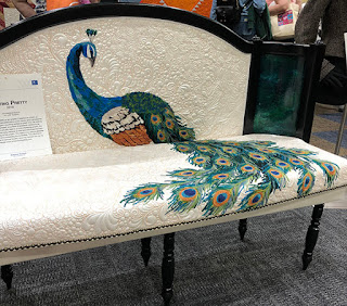 Quilted bench with peacock