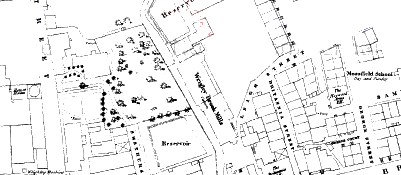 Wrigley Brook Mill (centre), OS map, 1851.