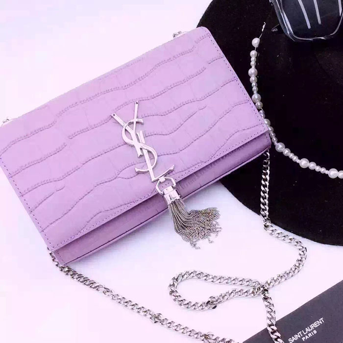 Spot new gucci bags YSL Monogramme Tassel Shoulder Bag in Crocodile