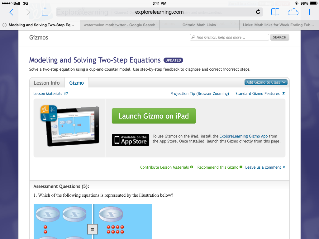 Switch On LEARNING! Gizmos on the iPad