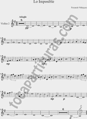 2 Lo Imposible Partitura de Violín, violines 1º y 2º Sheet Music for Violin 1º & 2º 