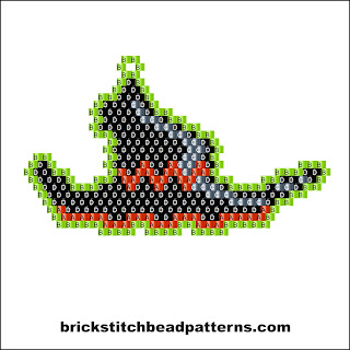 Click for a larger image of the Crooked Witch Hat Halloween bead pattern labeled color chart.