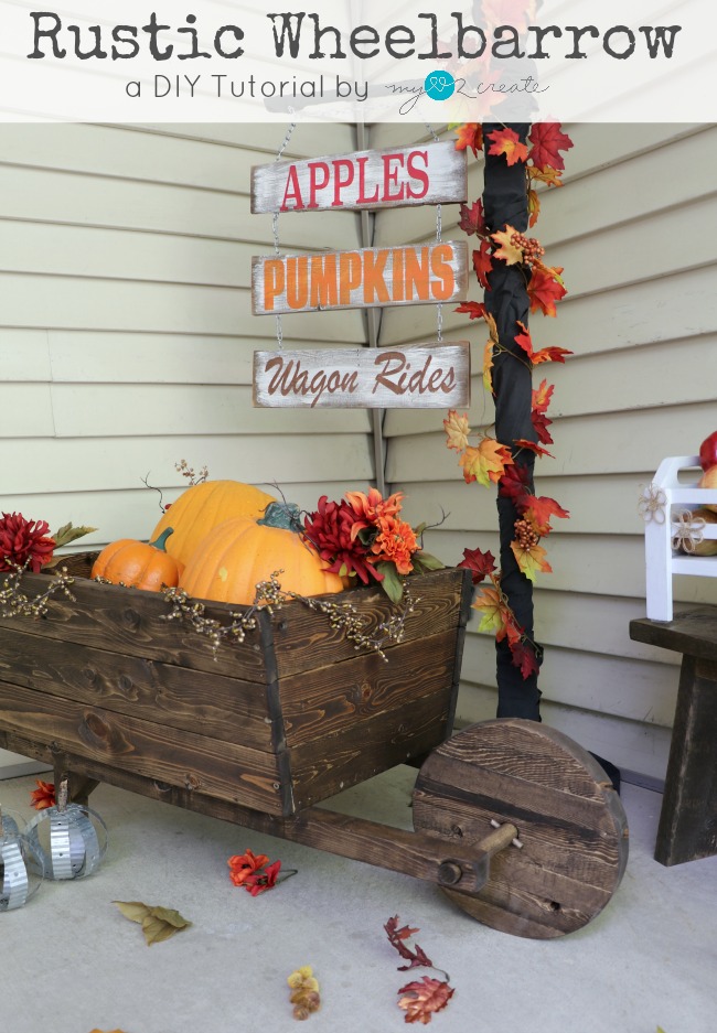 How to Make a Rustic Wheelbarrow with a full picture tutorial at MyLove2Create