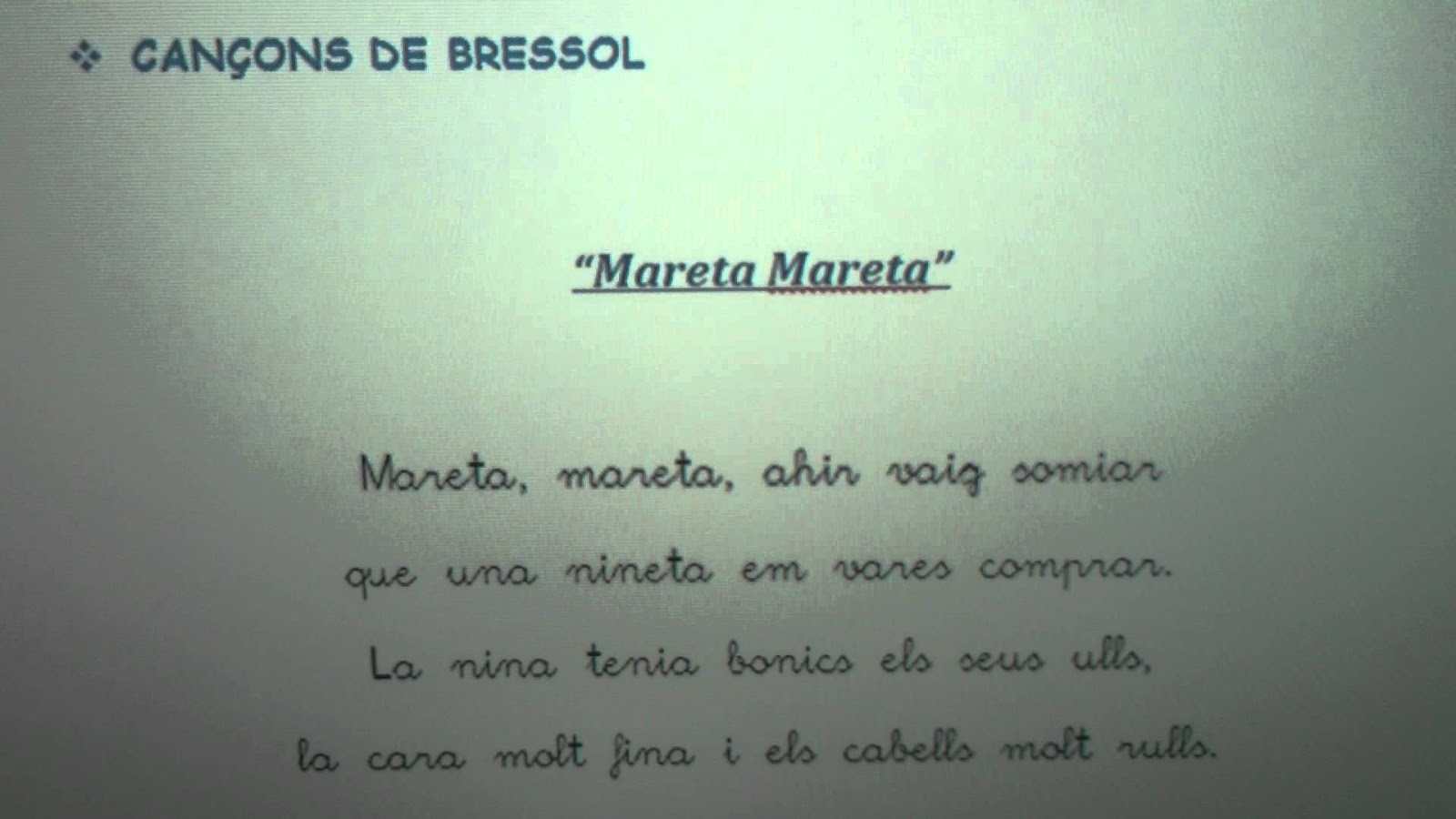 1,2,3 pared MARETA, MARETA Canço de bressol 1,2,3 pared MARETA, MARETA Canço de bressol