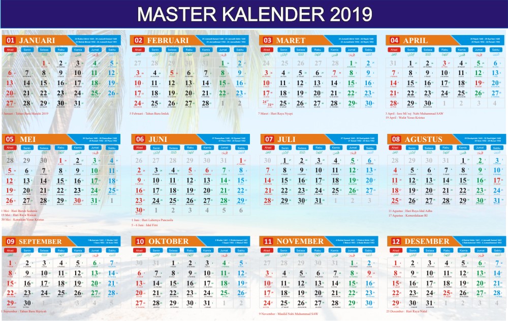 Download Kalender 2019 Lengkap Plus File Corel Draw Gratis