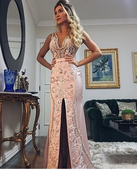 vestido de festa bordado a mão