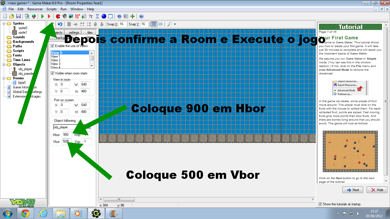 Como fazer a câmera Seguir o personagem no Game Maker Indicando Dicas