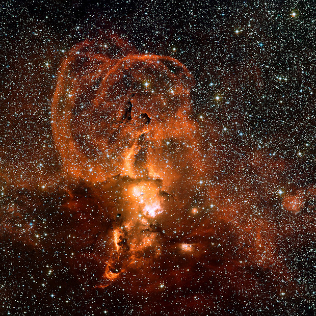 Star-Formation Region NGC 3582 with Giant Loops of Gas