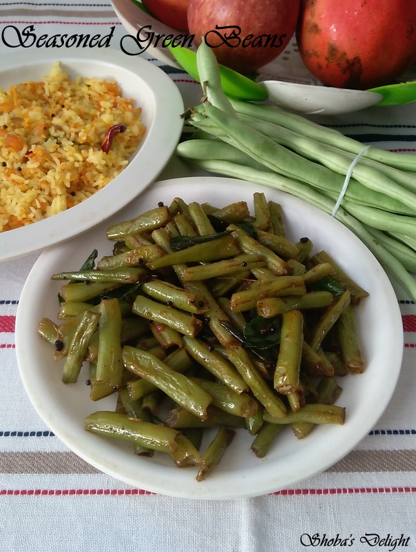 Shoba's Delight Seasoned Green beans Microwave Cooking