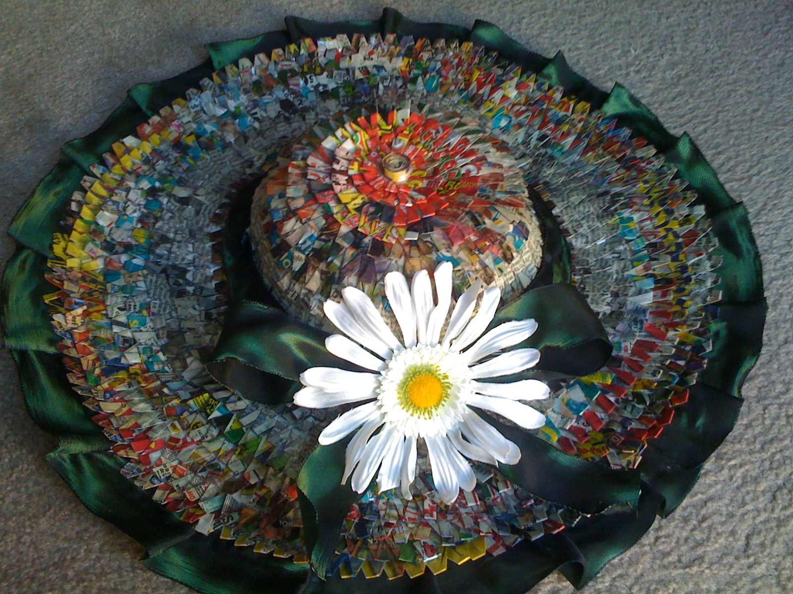 MY PASSION OF RECYCLING HAT i made out of newspapers MY UBIQUITOUS