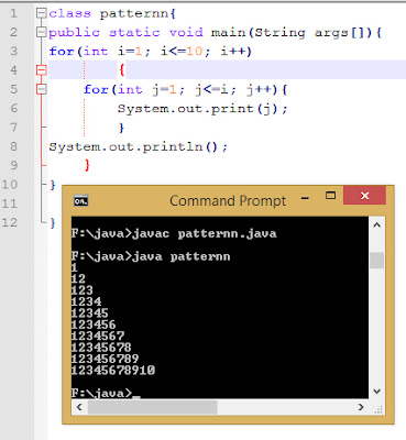java program to print number patterns