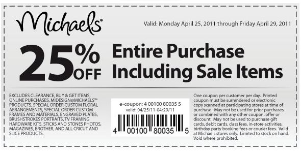 michaels printable coupons april 2011. Michaels Printable Coupon