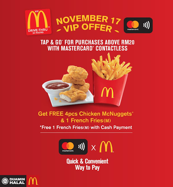 McD Drive Thru VIP Mastercard Tap & Go FREE Chicken Nuggets & French Fries Promo