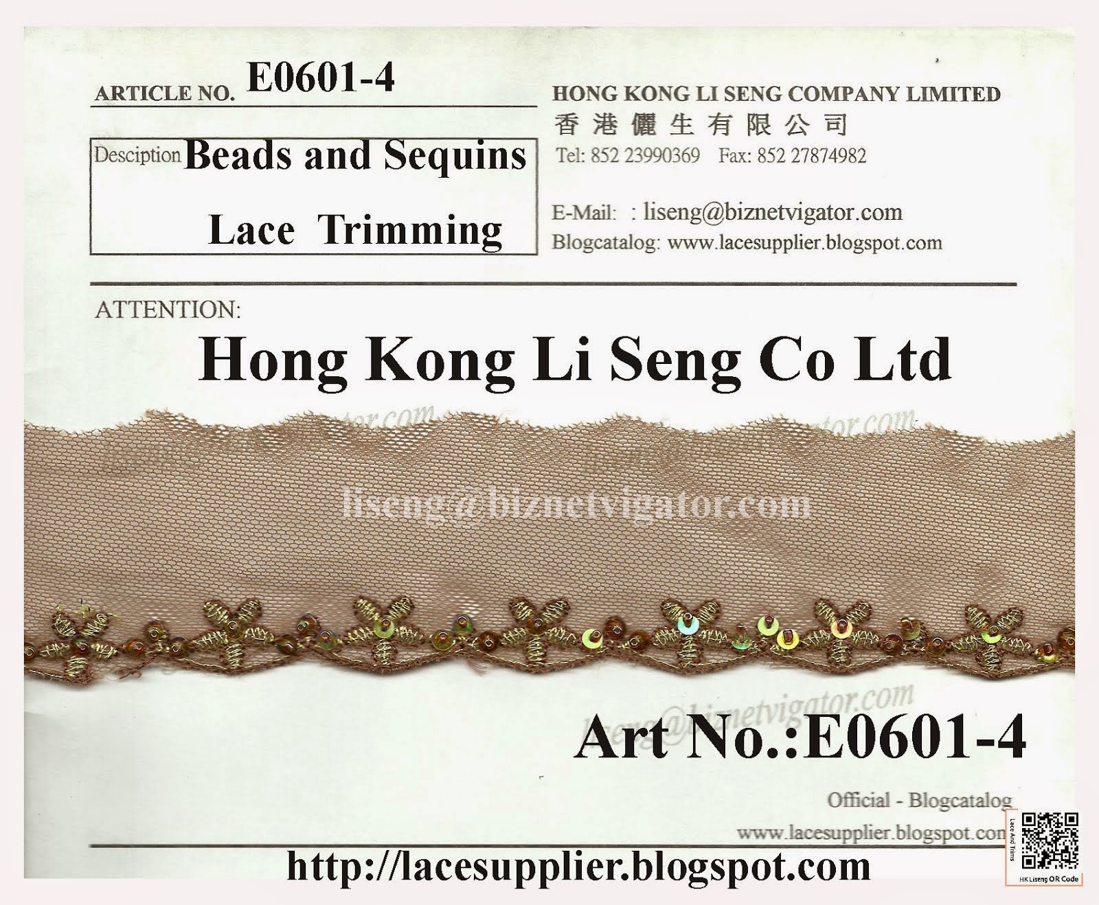 Beads and Sequins Lace Trims Supplier - Hong Kong Li Seng Co Ltd
