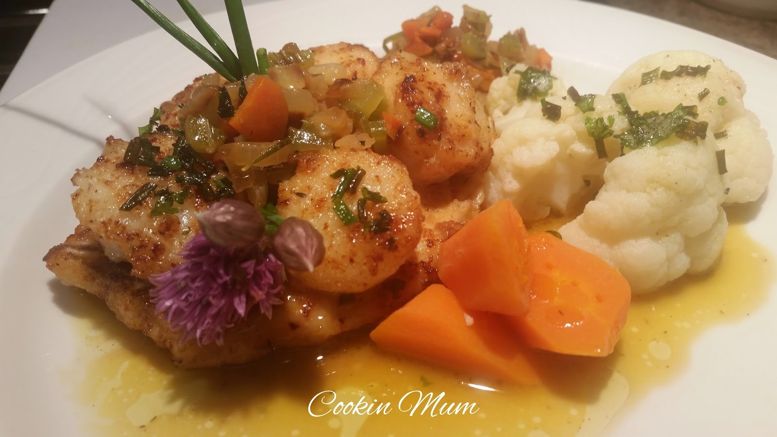 Haddock And Scallops A La Nage in a Courtbouillon