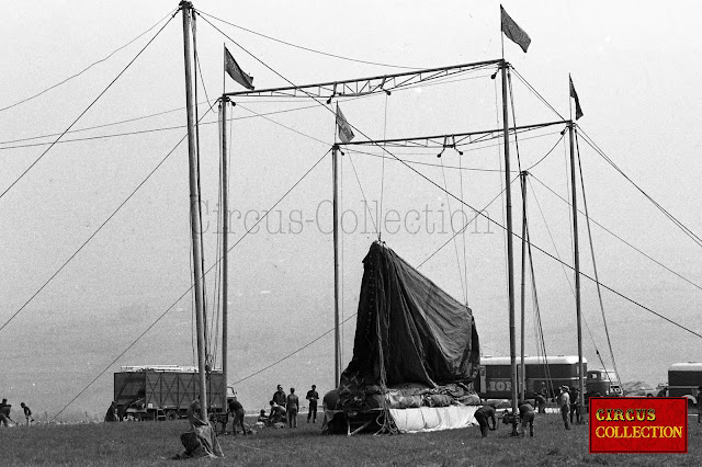 L'arrivée, le montage et l'installation du Cirque Bouglione à Bellagarde le 4 mai 1971