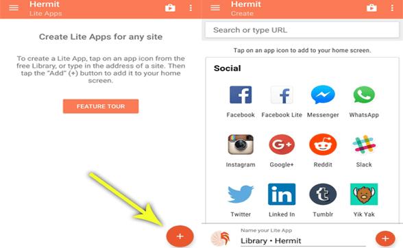 إنشاء تطبيقات لايت Lite Apps على هاتفك اندرويد عبر تطبيق Hermit