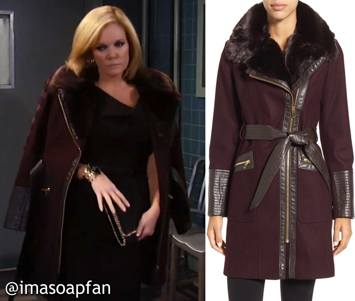 Ava Jerome S Belted Wine Coat With Faux Leather And Fur Trim Ava S Belted Wine Coat With Faux Leather And Fur Trim See More Via Spiga Clothing