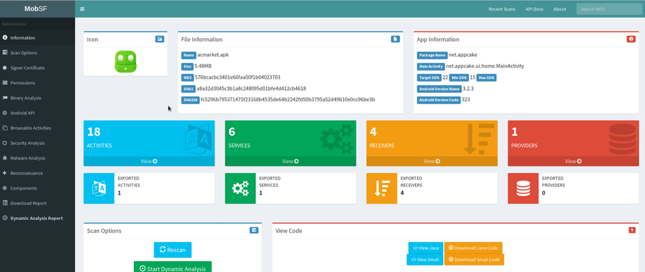 Mobile Security Framework (MobSF) on linux - Shaco JX