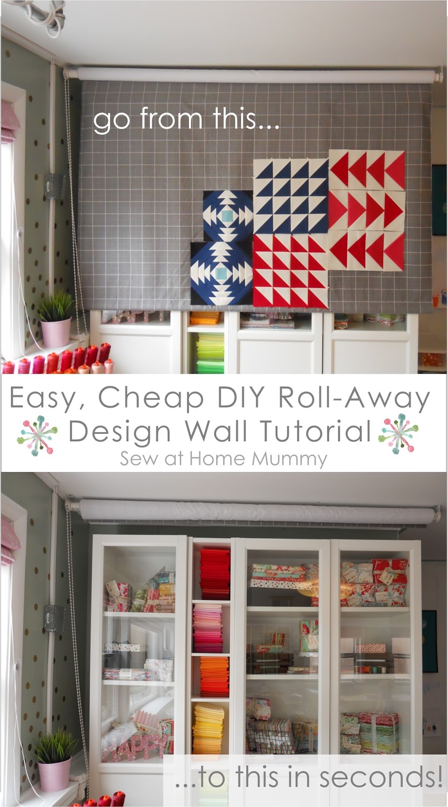 Sew at Home Mummy Easy, Inexpensive DIY RollAway Quilting Design Wall!