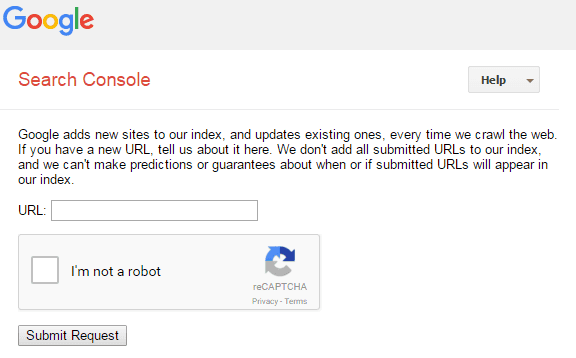 Google webmaster submit URL