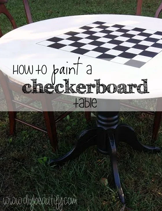 How to paint a checkerboard table at www.diybeautify.com