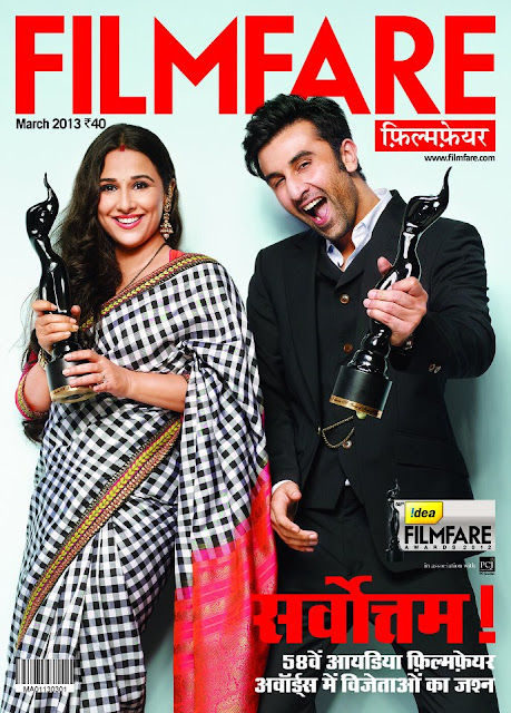 Ranbir & Vidya on cover page of Filmfare Hindi awards issue cover