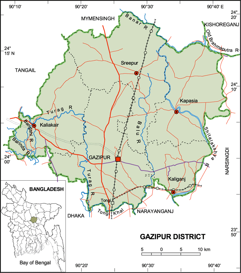 Gazipur District Map Bangladesh