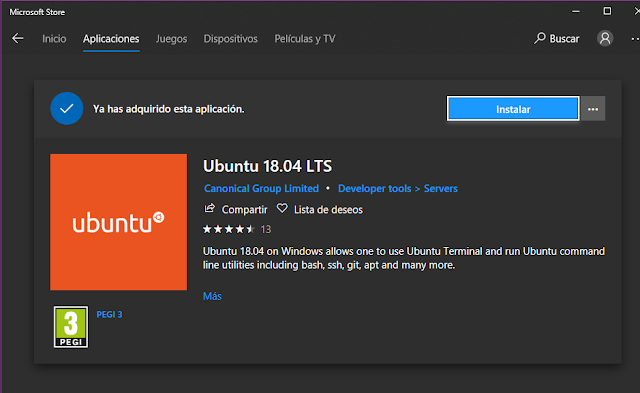 Ubuntu 18.04 en Windows 10