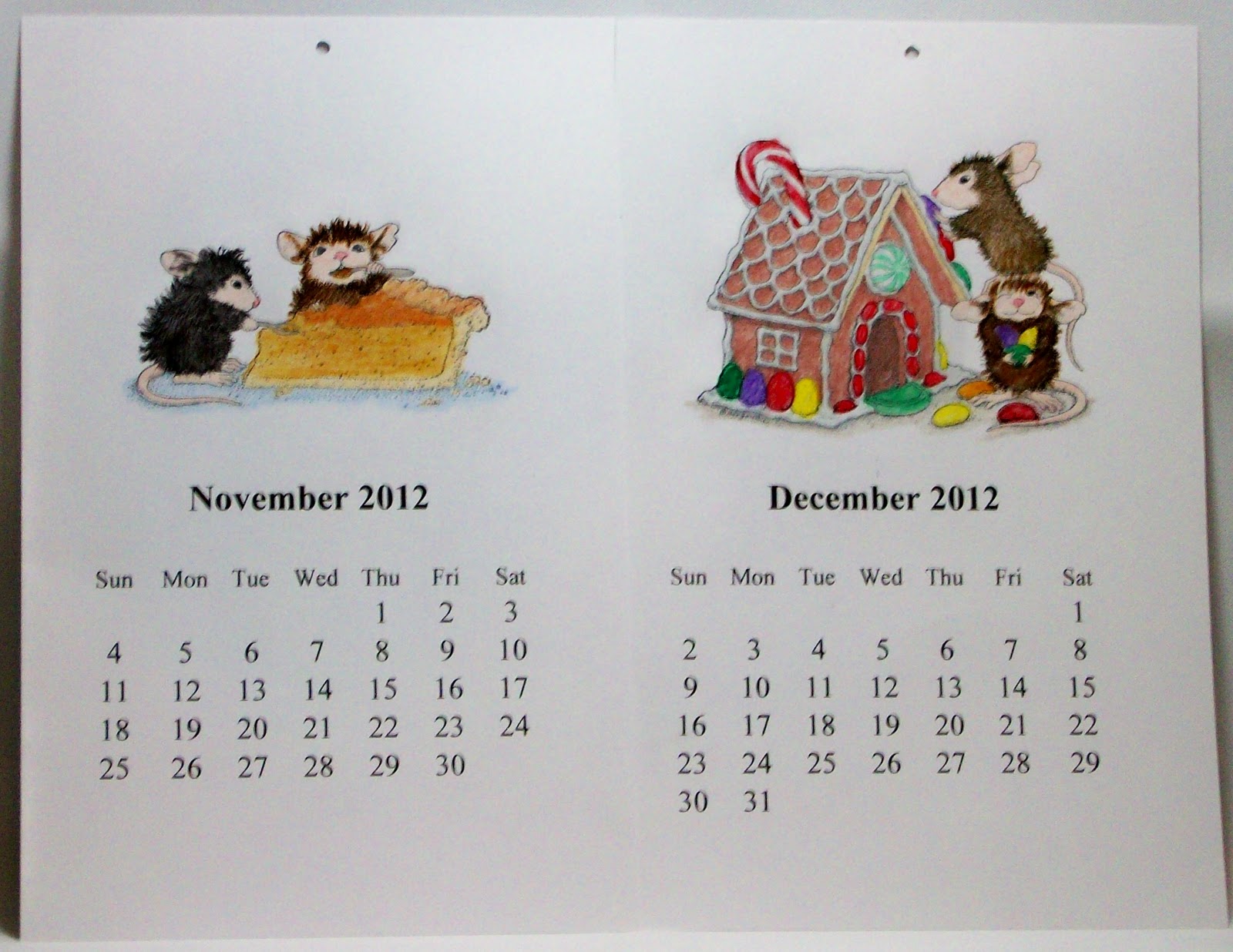 Kathy's Knook House Mouse Calendar in Color