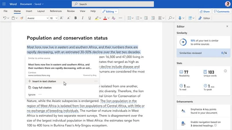 Microsoft adds 'Similarity Checker' to Microsoft Editor for Office Insiders – helping writers with originality and attribution