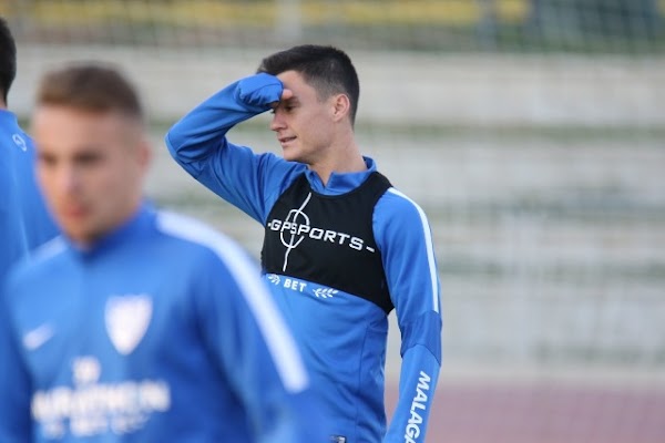 Málaga, Juanpi realiza la primera parte del entrenamiento