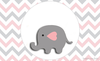 Lluvia de Bendiciones en Rosa y Celeste: Invitaciones y Etiquetas para Candy Bar para Imprimir Gratis. Etiquetas de Elefante Bebé en Rosado y Gris para imprimir gratis.