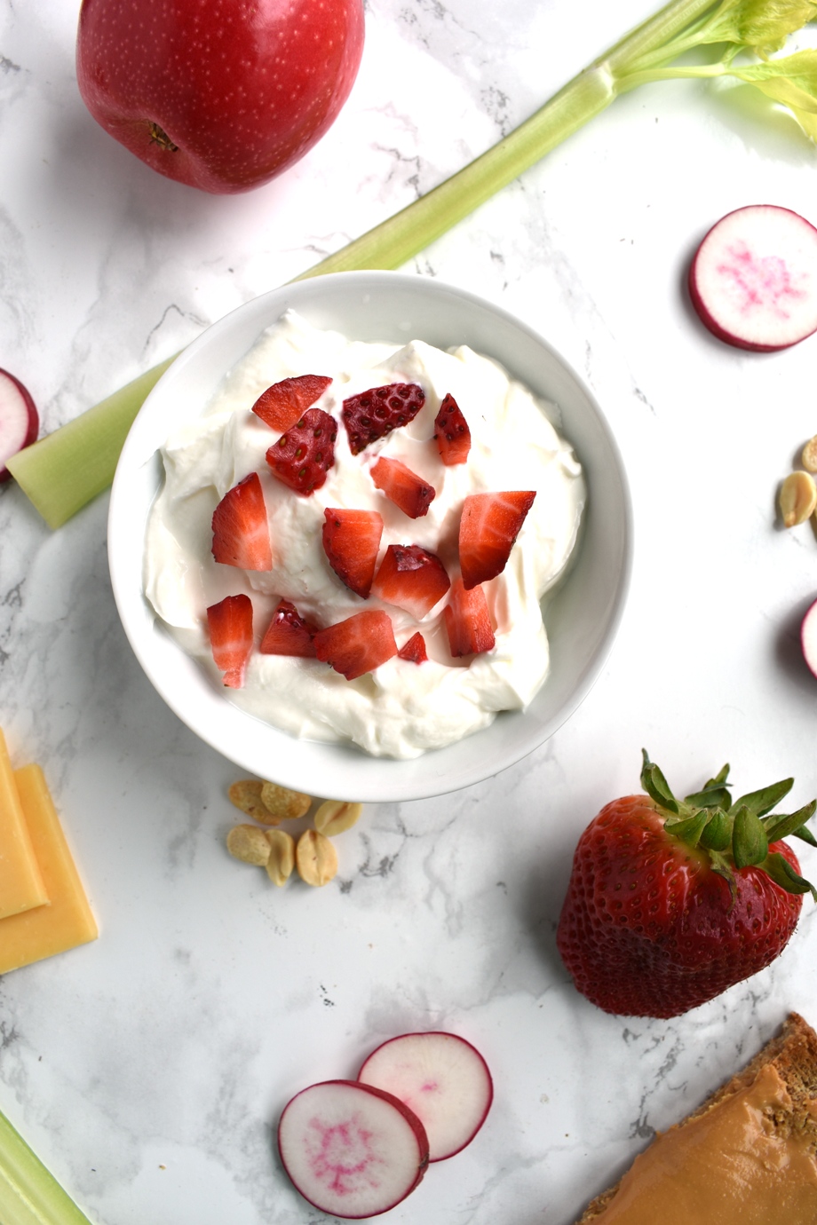 Plain Greek yogurt with strawberries