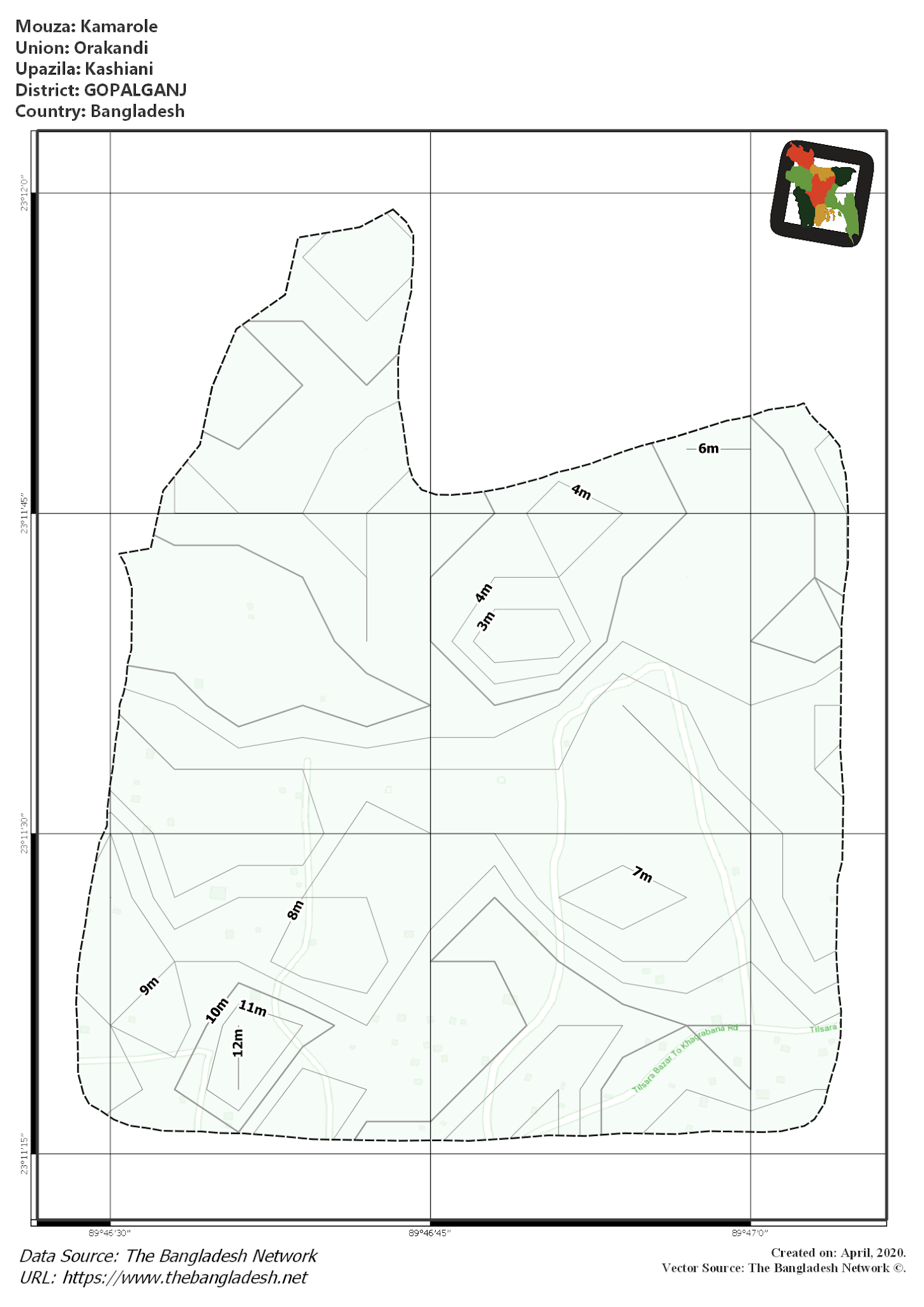 Map of Kamarole Mouza of Kashiani Upazila, GOPALGANJ Map of Kamarole Mouza of Kashiani Upazila, GOPALGANJ, Bangladesh.