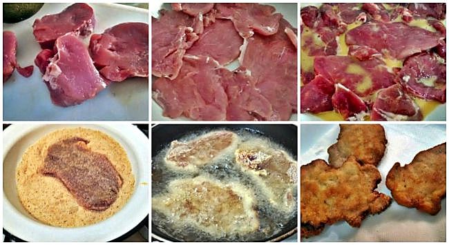 Preparación del filete de solomillo de cerdo empanado