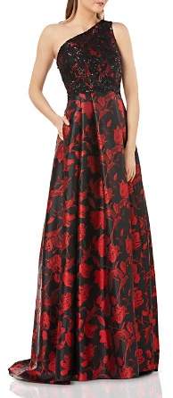 Carmen Marc Valvo Infusion High/Low Floral Ball Gown