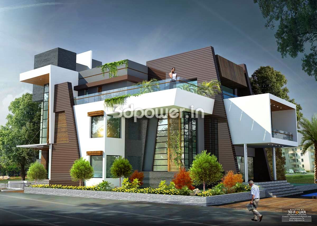 Side Angle View Of Contemporary Bungalow