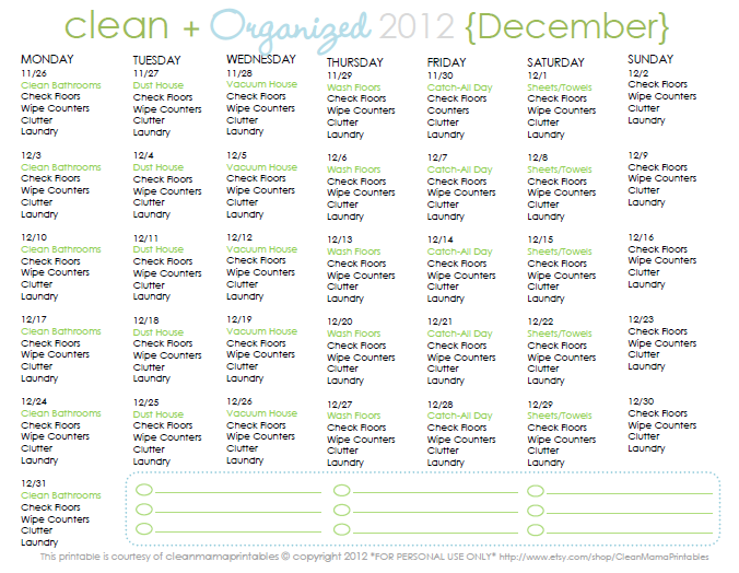 two week schedule template