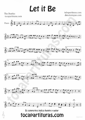 Tubepartitura Let it Be de The Beatles partitura para Flauta canción del famoso grupo de Liverpool